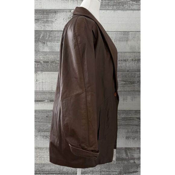 PELLE New York Milano 100% Leather Jacket Brown Women's Size L - Picture 4 of 12